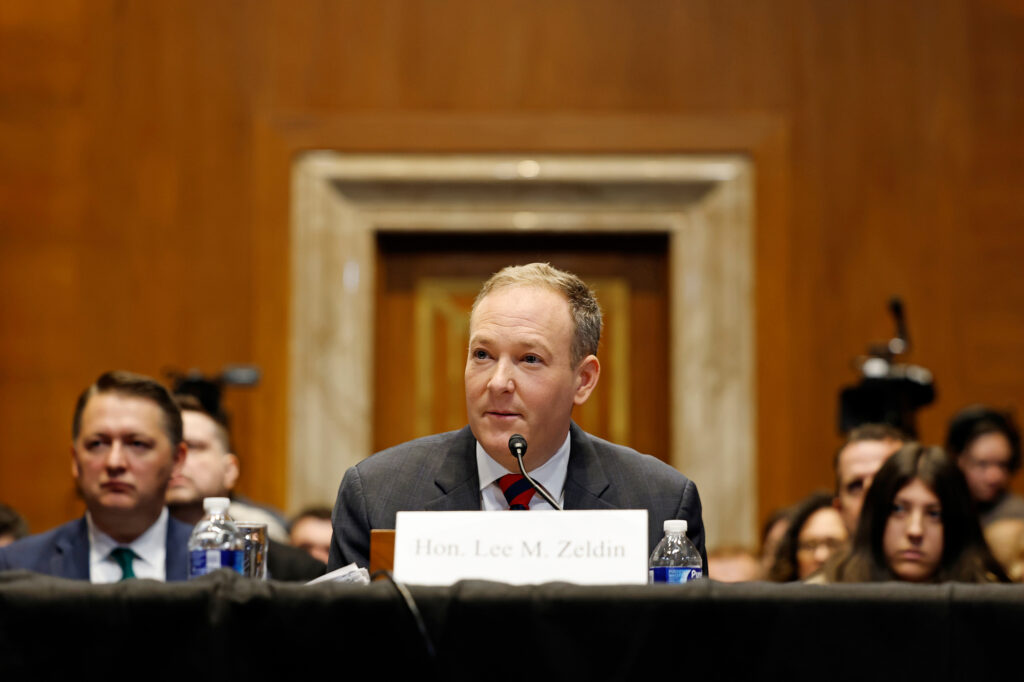 Lee Zeldin, who won Senate confirmation on Wednesday to head the EPA, speaks during his Senate Environment and Public Works confirmation hearing on Jan. 16 in Washington, D.C. Credit: Anna Moneymaker/Getty Images