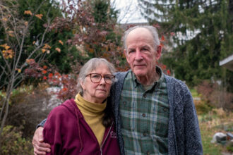 Lancaster County residents Suzy Hamme and Stephen Haldeman bought their own air quality sensor, as government pollution monitoring is inadequate in the region. Credit: Rambo Talabong/Inside Climate News