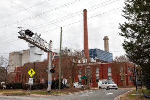 A view of the cogeneration plant operated by the University of North Carolina, located a half-mile from the UNC-Chapel Hill campus. Credit: Lisa Sorg/Inside Climate News
