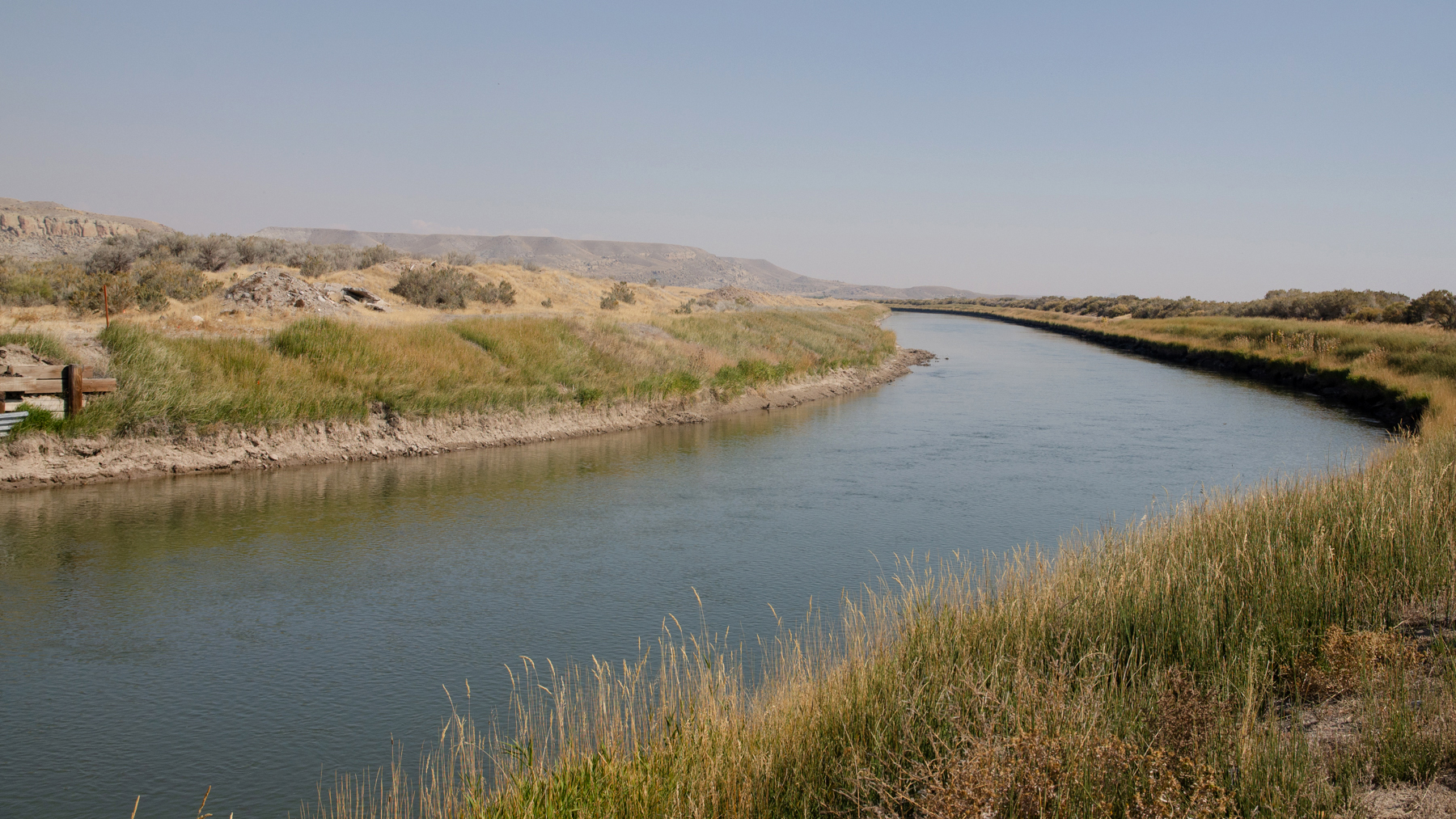 The Wyoming canal transports water from Diversion Dam for Midvale irrigators. Credit: Jake Bolster/Inside Climate News