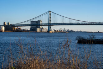 The Benjamin Franklin Bridge crosses the Delaware River in Philadelphia. Credit: Thomas Hengge/Anadolu Agency via Getty Images