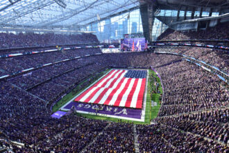 A view of U.S. Bank Stadium in Minneapolis before the start of a NFL game between the Seattle Seahawks and the Minnesota Vikings. Credit: John Autey /MediaNews Group/St. Paul Pioneer Press via Getty Images