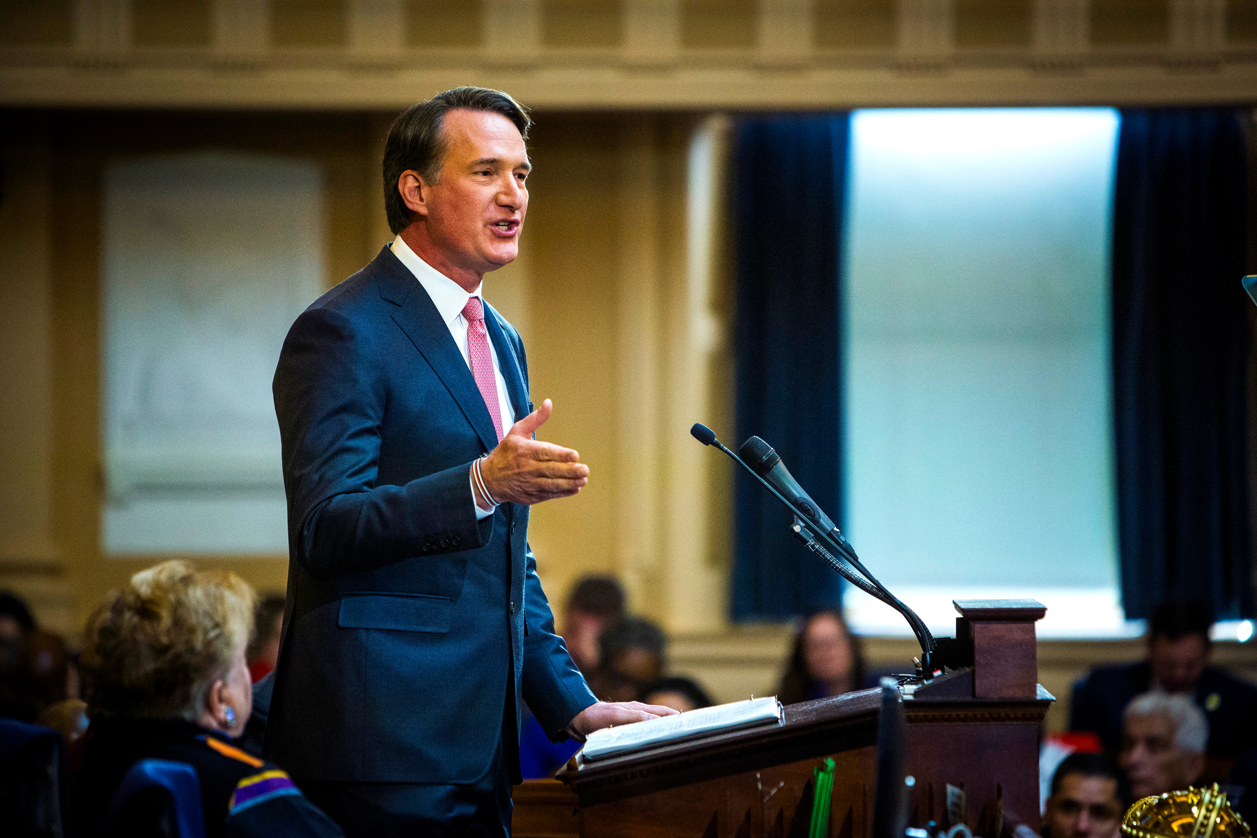 Virginia Gov. Glenn Youngkin addresses the General Assembly during his State of the Commonwealth speech on Jan. 13. Credit: John C. Clark/The Washington Post via Getty Images