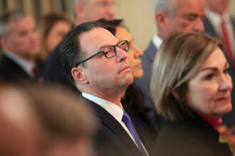 Pennsylvania Gov. Josh Shapiro attends a meeting of governors hosted by President Donald Trump at the White House on Feb. 21 in Washington, D.C. Credit: Win McNamee/Getty Images