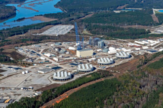 An aerial view of the V.C. Summer nuclear site near Jenkinsville, S.C. Credit: High Flyer