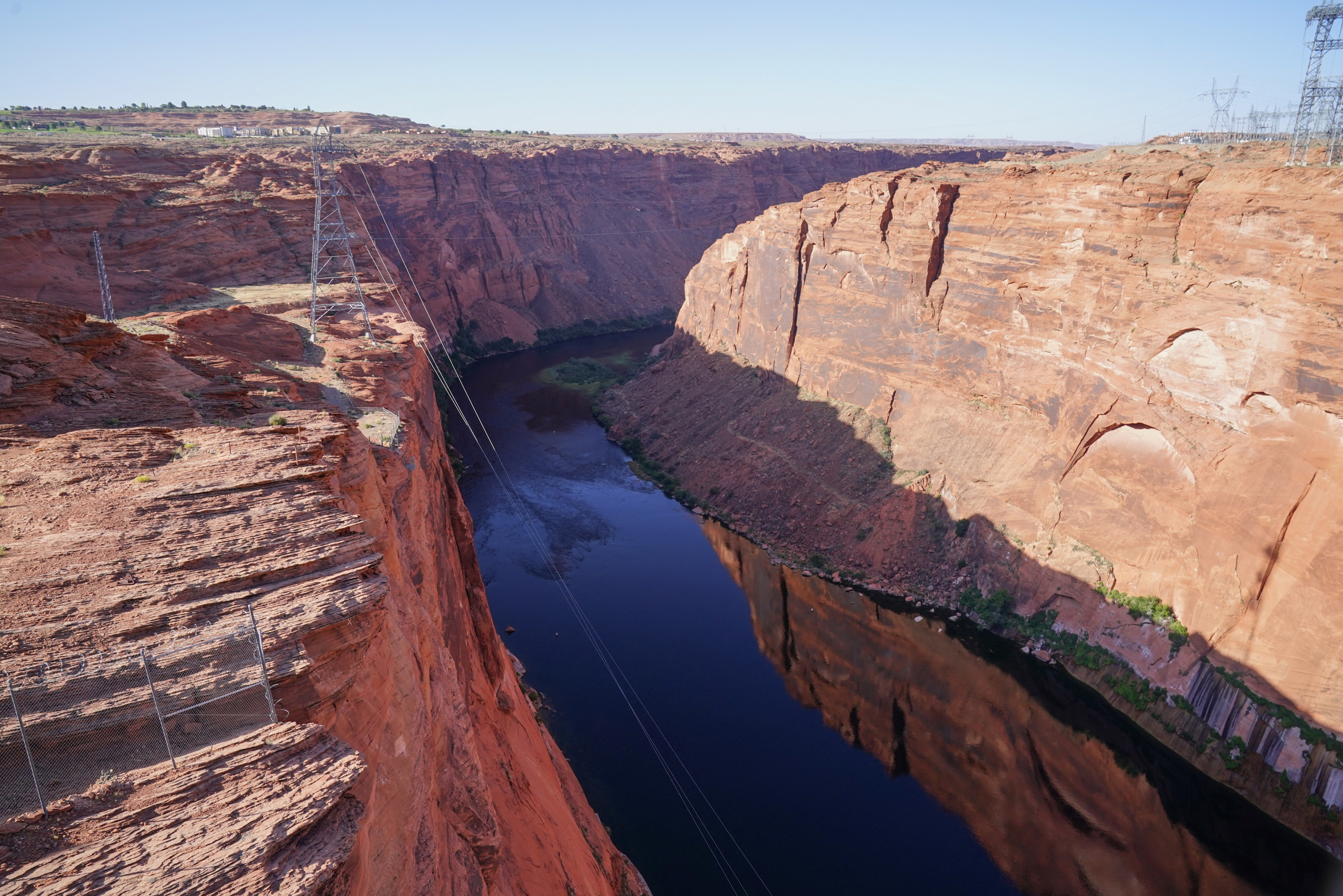 An aerial view of the Colorado River near the Glen Canyon Dam in Page, Ariz., as drought conditions affect the Southwest on June 18, 2024. Credit: Bryan R. Smith/AFP via Getty Images