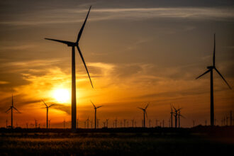 A view of a wind farm in Nolan, Texas. Credit: Brandon Bell/Getty Images