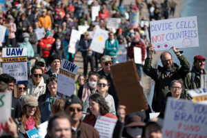 Demonstrators participate in the Stand Up for Science rally at the Lincoln Memorial on March 7 in Washington, D.C. Credit: Alex Wong/Getty Images
