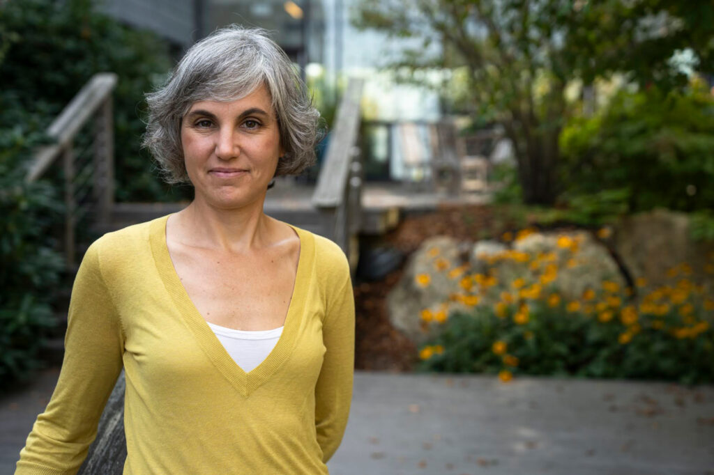 Nichole Price poses for a portrait in front of the Bigelow Laboratory for Ocean Sciences in Boothbay, Maine on Sept. 16, 2024.