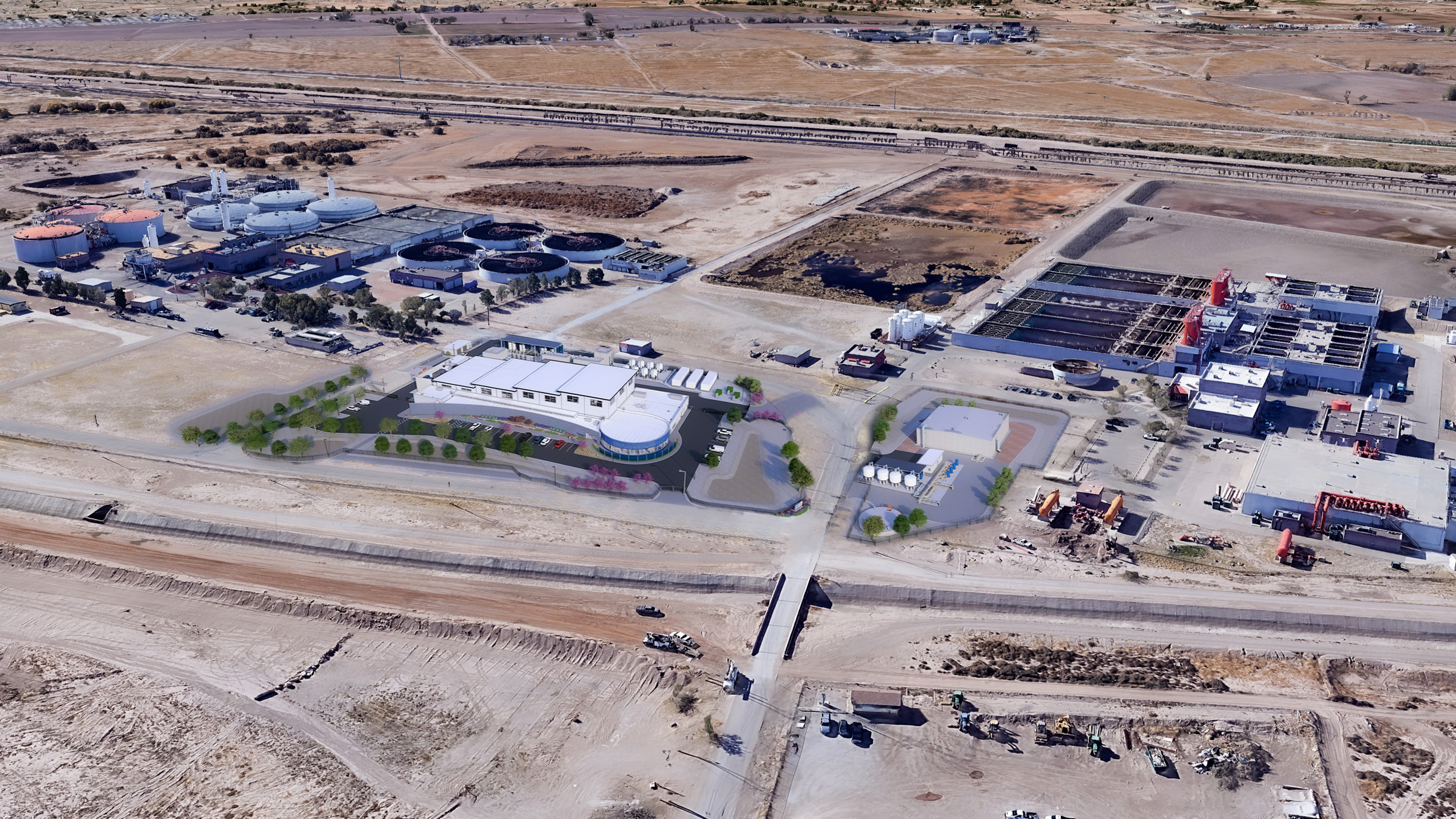 A rendering of the Pure Water Center, which broke ground on Feb. 27 and is expected to be operational by 2028. Credit: Courtesy of El Paso Water