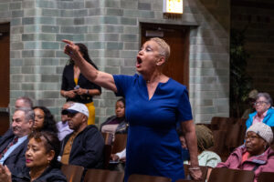 Over an hour and a half, Chicago residents voiced distrust with the city at a community meeting about redevelopment of the U.S. Steel South Works site. Credit: Keerti Gopal/Inside Climate News