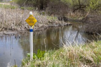 In Washington Township, Mich., a gas pipeline in wetlands in Stony Creek Metropark. Credit: Jim West/UCG/Universal Images Group via Getty Images