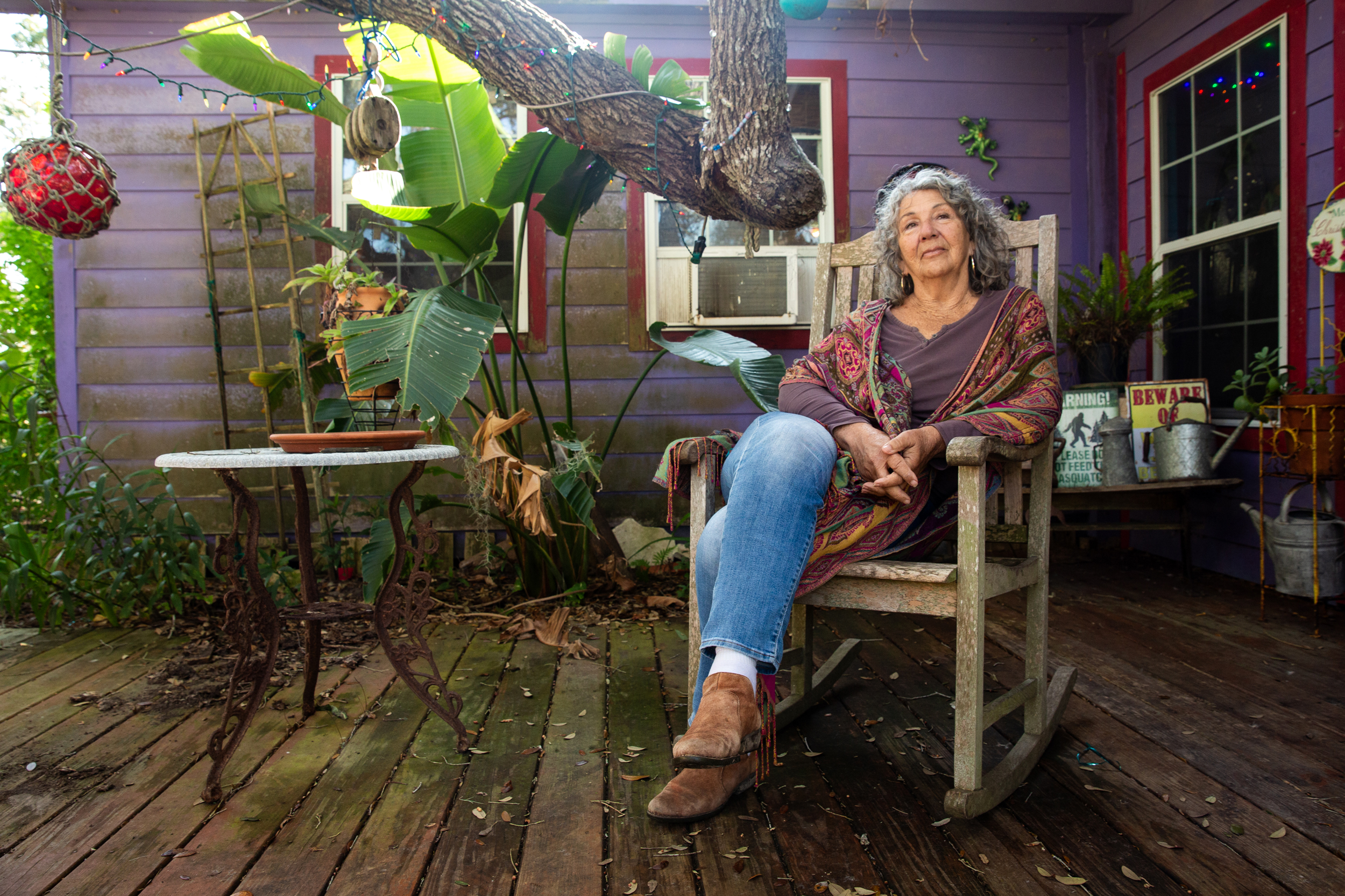 Diane Wilson sits outside her home in Seadrift, Texas, in December 2024. Credit: Dylan Baddour/Inside Climate News