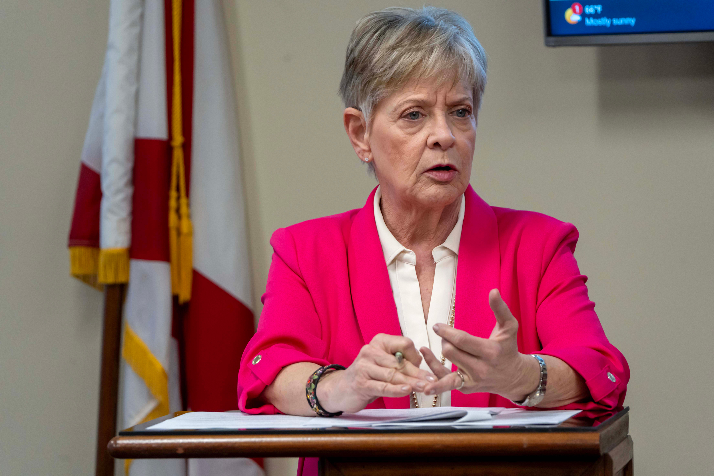 Kathy Love, the Alabama Surface Mining Commission director, speaks at the agency’s meeting on Thursday in Jasper, Ala. Photo credit: Lee Hedgepeth/Inside Climate News