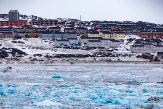 Melting ice is seen in the bay of Nuuk, Greenland, on March 10. Credit: Odd Andersen/AFP via Getty Images