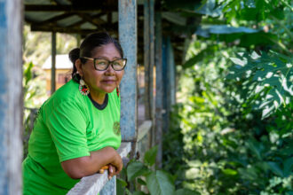 Mari Luz Canaquiri Murayari receives the Goldman Environmental Prize for her decades-long fight to protect the Marañón River in Peru. Credit: Goldman Environmental Prize