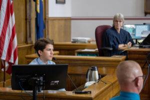 Mica Kantor, a 14-year-old plaintiff, testifies on the second day of the Held v. Montana trial in June 2023. Credit: Richard Forbes/Inside Climate News