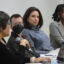 From left: Water experts Ivonne Rychwa from Citizens Utility Board, Oliver Ciciora from Southsiders Organized for Unity and Liberation, Anna-Lisa Gonzales Castle from Elevate, and Iyana Simba from the Illinois Environmental Council discuss water affordability issues at the Water Matters Town Hall in Chicago. Credit: Christiana Freitag/Inside Climate News