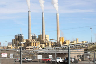 PacifiCorp’s Hunter power pant releases steam as it burns coal outside of Castle Dale, Utah. Credit: George Frey/AFP via Getty Images