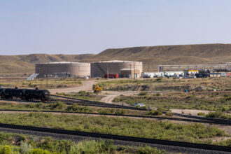 A view of a crude oil shipping terminal, where oil is transferred from tanker trucks to rail tank cars, near Wellington, Utah. Credit: Jon G. Fuller/VW Pics/Universal Images Group via Getty Images