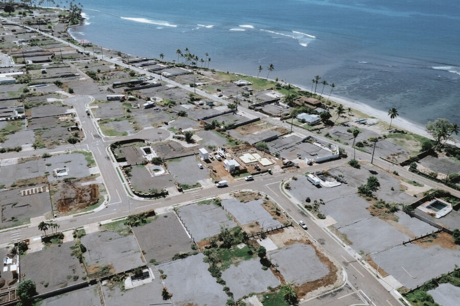 The view shows a lot of concrete where houses used to be