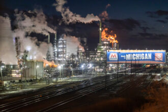 A view of the Marathon Petroleum Refinery in Detroit. Credit: Jim West/UCG/Universal Images Group via Getty Images