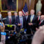 From left: Reps. Scott Perry (R-Pa.), Andrew Clyde (R-Ga.), Chip Roy (R-Texas), Eric Burlison (R-Mo.), Andy Harris (R-Md.), Ralph Norman (R-S.C.) and Clay Higgins (R-La.) talk to the press about ongoing negotiations over the "One, Big, Beautiful Bill" at the Capitol Building on May 21. Credit: Andrew Harnik/Getty Images