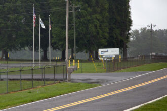 A view of Station 155, one of Transco’s several compressor stations along the Southeast Supply Enhancement Project pipeline route, in a residential neighborhood of Lexington, N.C. Credit: Lisa Sorg/Inside Climate News