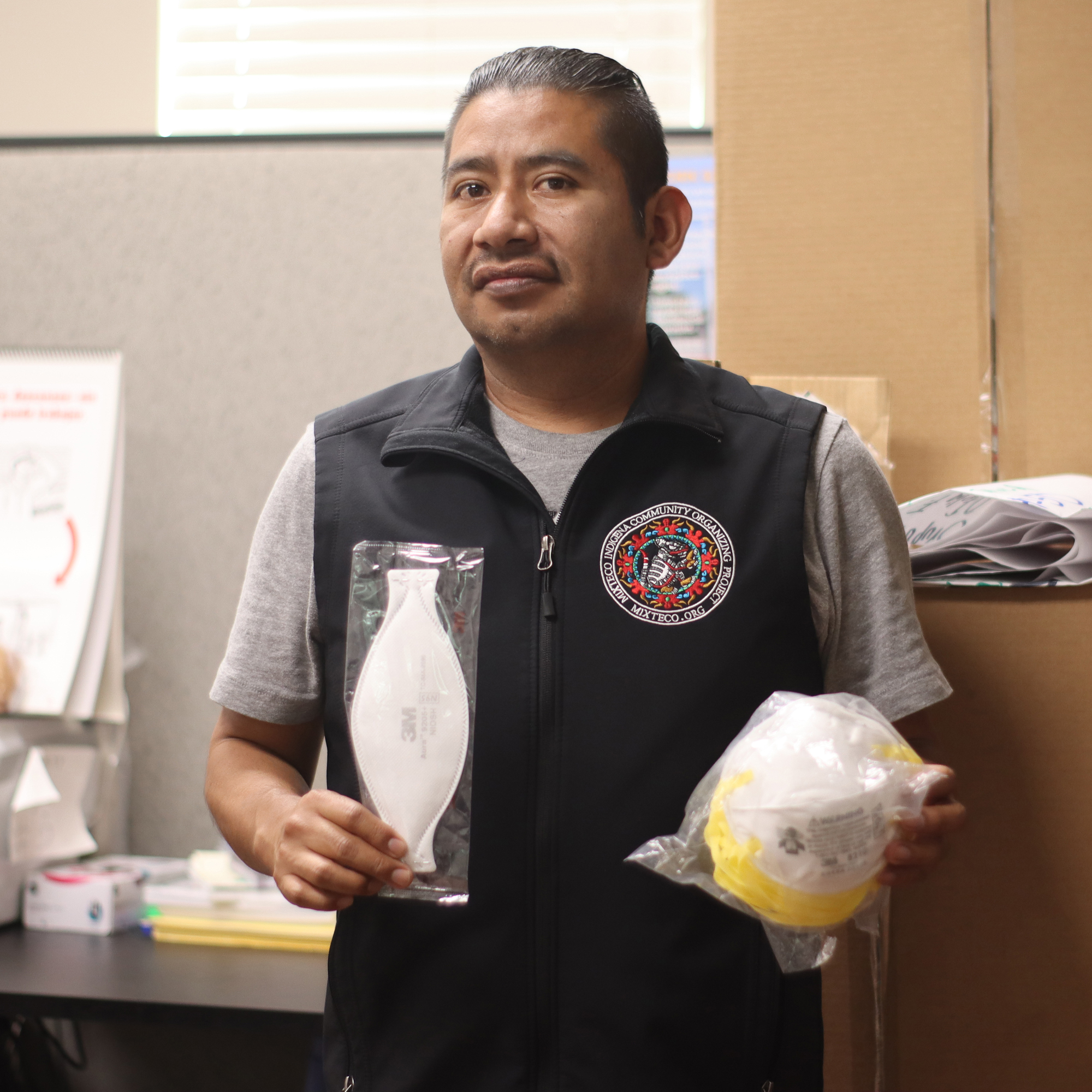 Some employers have failed to provide face masks to farmworkers, prompting groups like the Mixteco Indigena Community Organizing Project to build their own stockpiles for distribution. Credit: Rambo Talabong/Inside Climate News