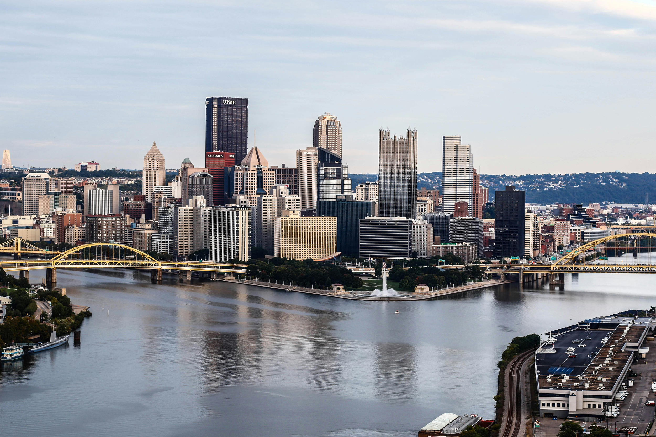 The Allegheny River and the Monongahela River join to form the Ohio River in downtown Pittsburgh. Credit: Nicolas DeSarno/Pexels