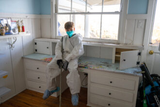 Leaf perches on his desk and takes in the detritus of his childhood bedroom.
