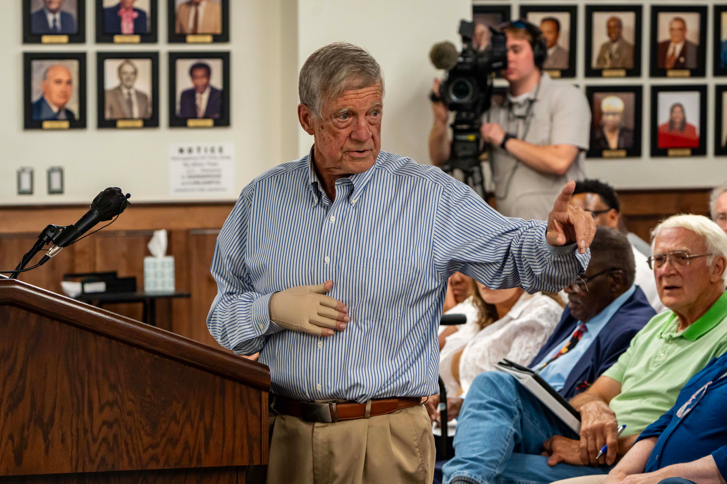 Jefferson County Commission President Jimmie Stephens, a Bessemer resident,  speaks in opposition to the data center project. Credit: Lee Hedgepeth/Inside Climate News