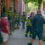 Firefighters with the New York City Fire Department investigate a possible natural gas leak at an apartment building in Brooklyn on July 14, 2020. Credit: Robert Nickelsberg/Getty Images