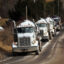 Trucks with the oil and gas industry drive through the countryside in Springville, Pa. Credit: Spencer Platt/Getty Images
