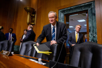 Chairman Sen. Mike Crapo (R-Idaho) and Sen. James Lankford (R-Okla.) arrive before a Senate Finance Committee hearing on June 12 in Washington, D.C. Credit: Andrew Harnik/Getty Images