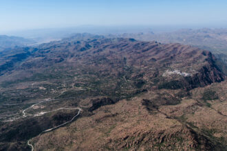 An aerial view of Oak Flat, a site sacred to the Western Apache, near Superior, Ariz. Credit: EcoFlight