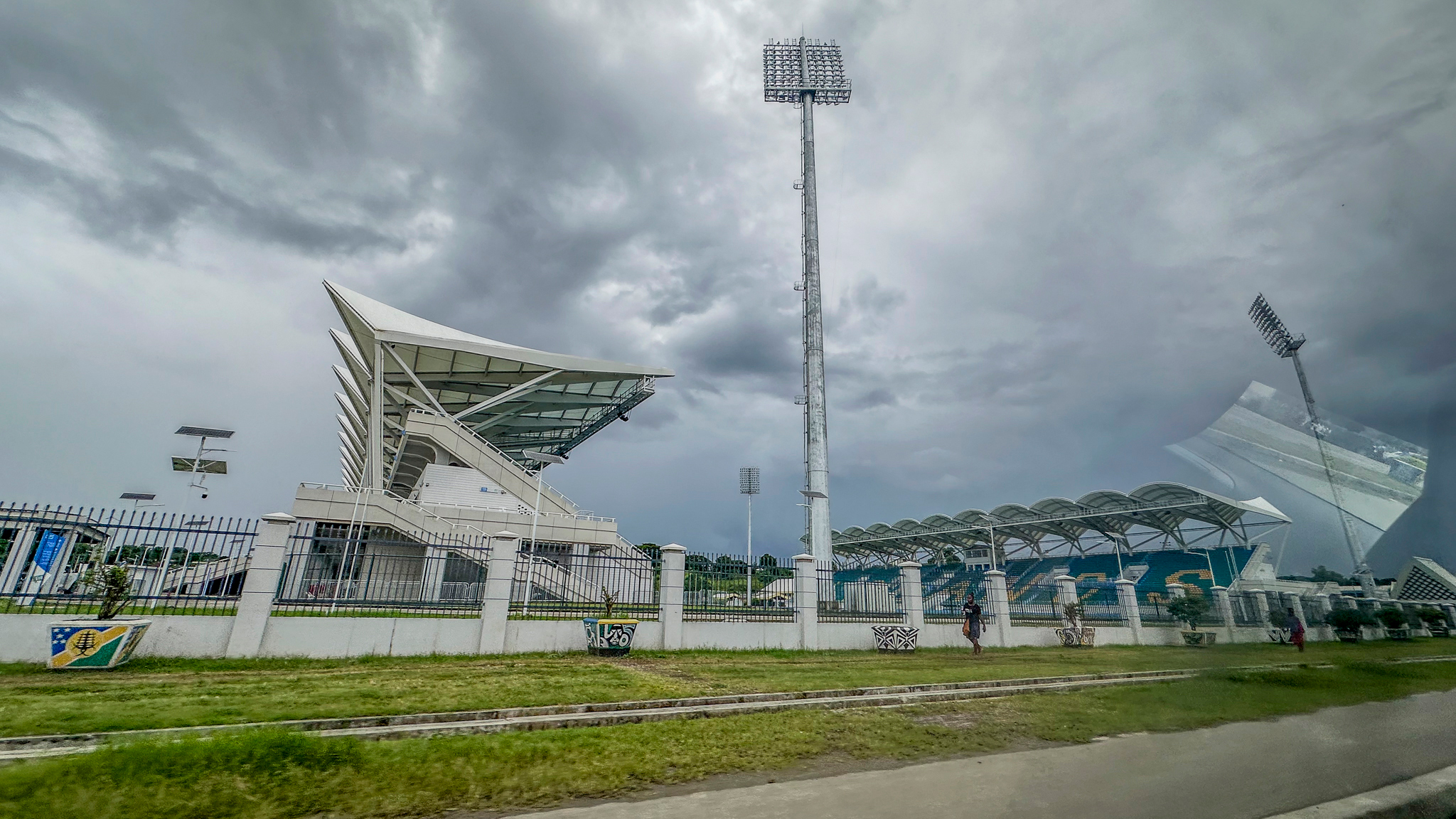 Chinese investments helped pay for a 10,000-seat stadium that was built in Honiara in time for the Solomon Islands to host the 2023 Pacific Games. Credit: Nathan Eagle/Civil Beat
