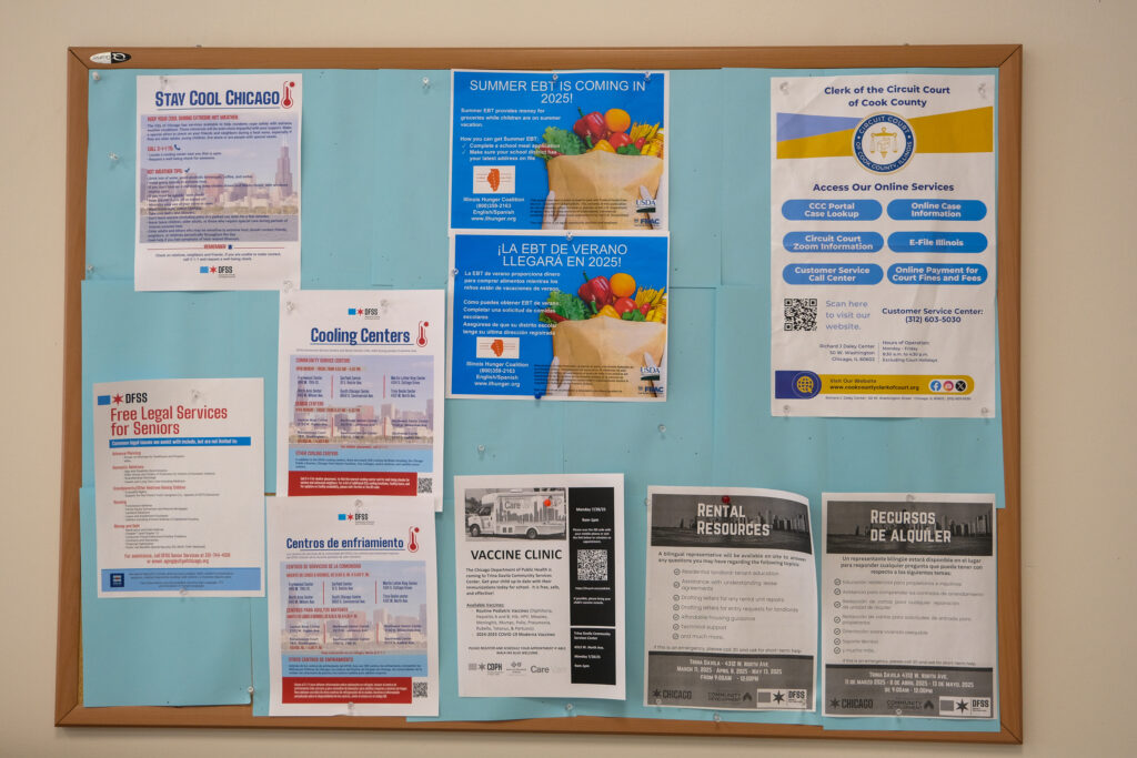 A city flyer advertises six cooling centers and satellite senior centers. Most of these resources were closed over the weekend and none are open at night. Credit: Keerti Gopal/Inside Climate News