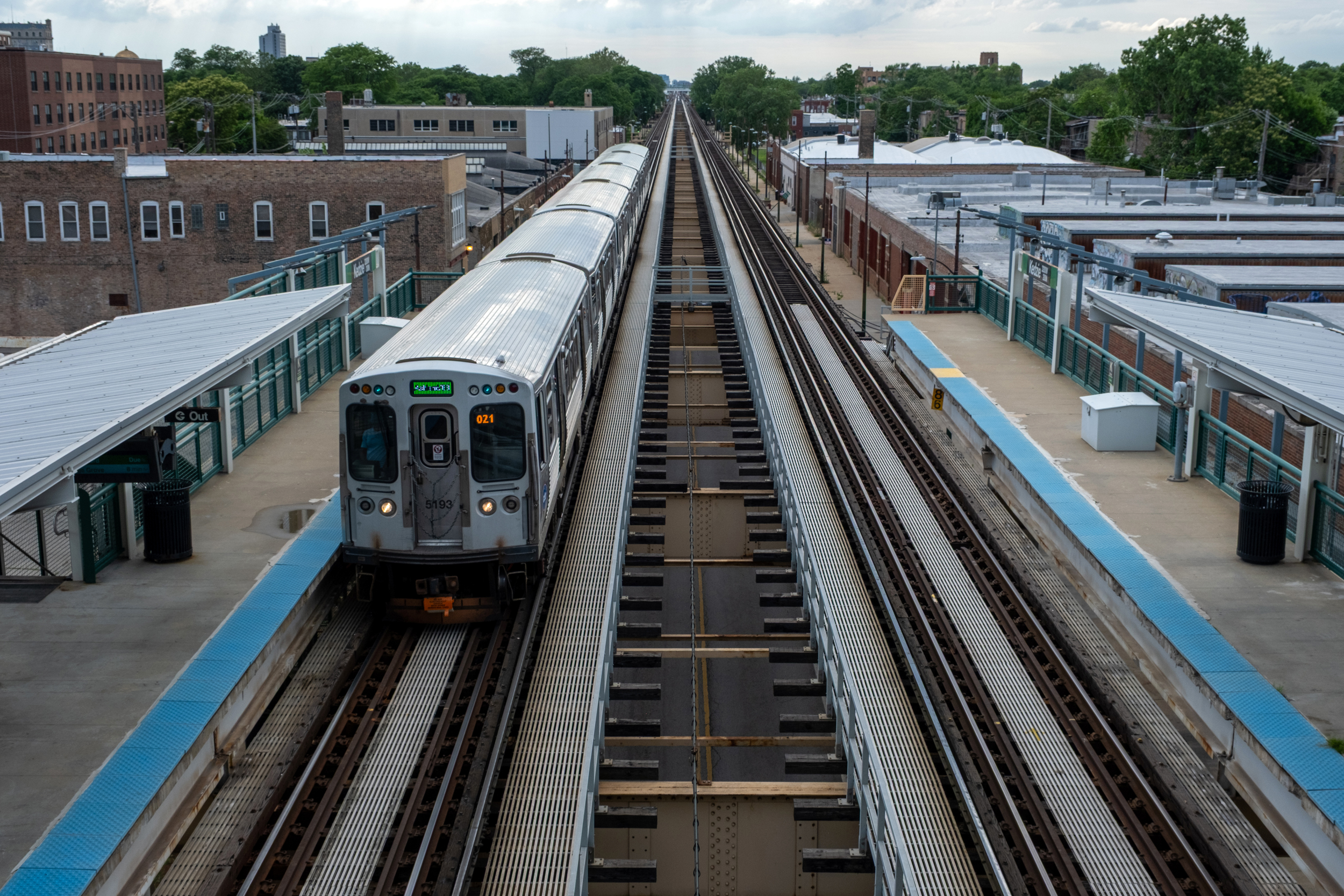 When cooling centers close, unhoused residents have few options for relief from extreme weather. On hot and cold nights, Curtis Hackett sometimes rides the L to stay safe from the weather. Credit: Keerti Gopal/Inside Climate News