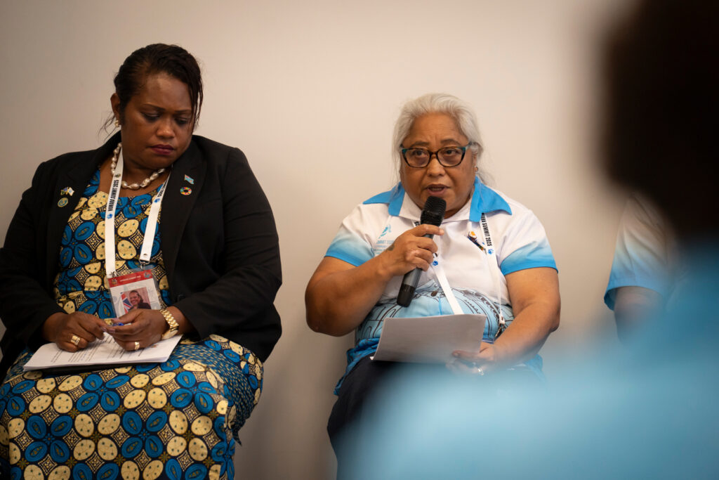 Sangaa Clark, COE of Parties to the Nauru Agreement, shares her insights on fisheries management. Credit: Nathan Eagle/Civil Beat