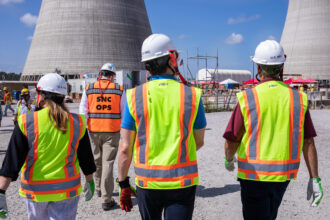 Nuclear Regulatory Commission officials visit Georgia’s Vogtle Nuclear Power Plant construction site in 2021. Credit: NRC