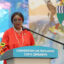 Musonda Mumba, secretary general of the Convention on Wetlands, speaks to a crowd of delegates from around the world on July 24 at COP15 in Victoria Falls, Zimbabwe. Credit: Convention on Wetlands