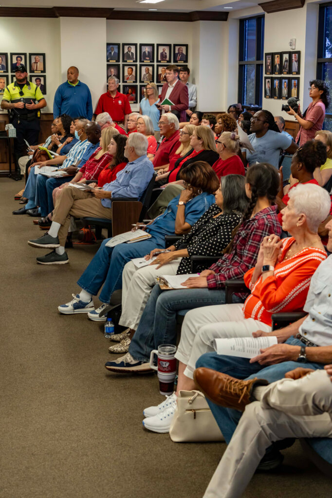 Community members spoke repeatedly about their opposition to the data center development. Credit: Lee Hedgepeth/Inside Climate News
