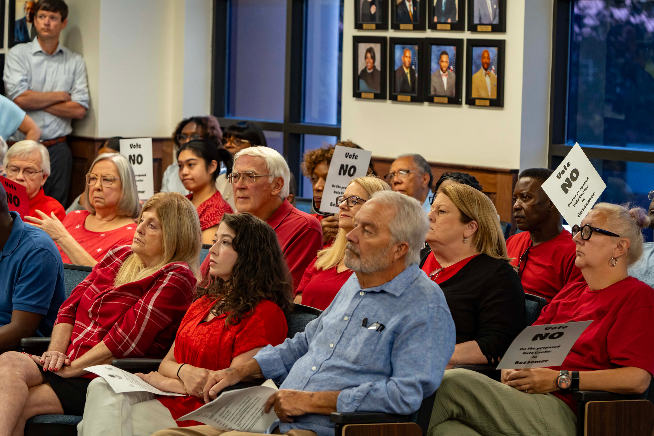 Bessemer residents attend a City Council meeting on July 15 to express opposition to a proposed data center. Credit: Lee Hedgepeth/Inside Climate News