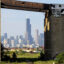The Chicago skyline is seen through the Damen Silos. Credit: Raymond Boyd/Michael Ochs Archives/Getty Images