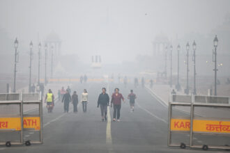 People travel through dense smog due to air pollution in New Delhi, India, on Nov. 17, 2024. Credit: Salman Ali/Hindustan Times via Getty Images