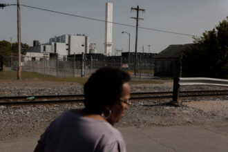 In Chester, Pennsylvania, Zulene Mayfield, who heads the nonprofit Chester Residents Concerned for Quality Living (CRCQL), outside Reworld’s Delaware Valley Resource Recovery Facility. Credit: Caroline Gutman/The Washington Post via Getty Images