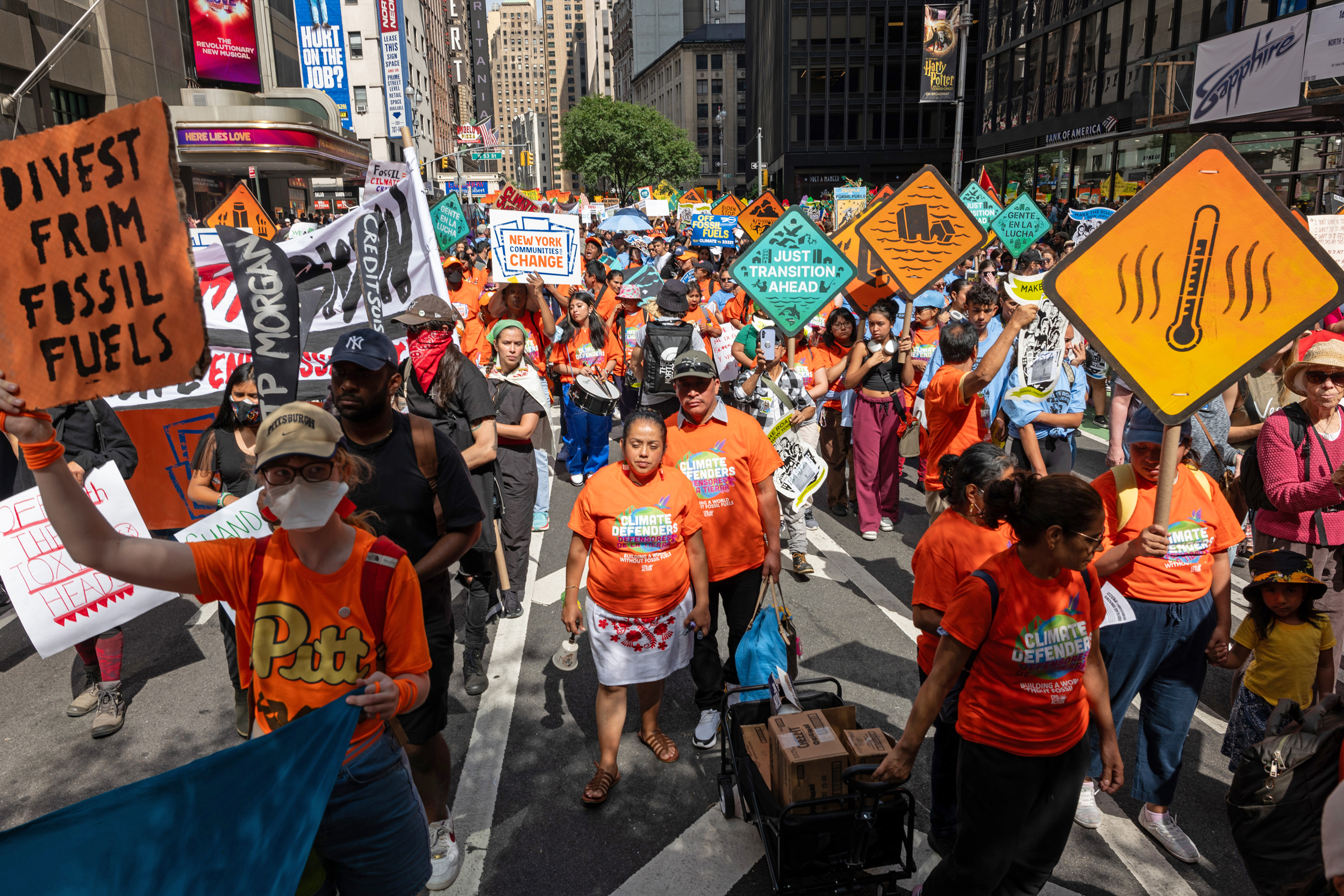Thousands of activists take to the streets of New York City for the “March to End Fossil Fuels” on Sept. 17, 2023. Credit: Spencer Platt/Getty Images