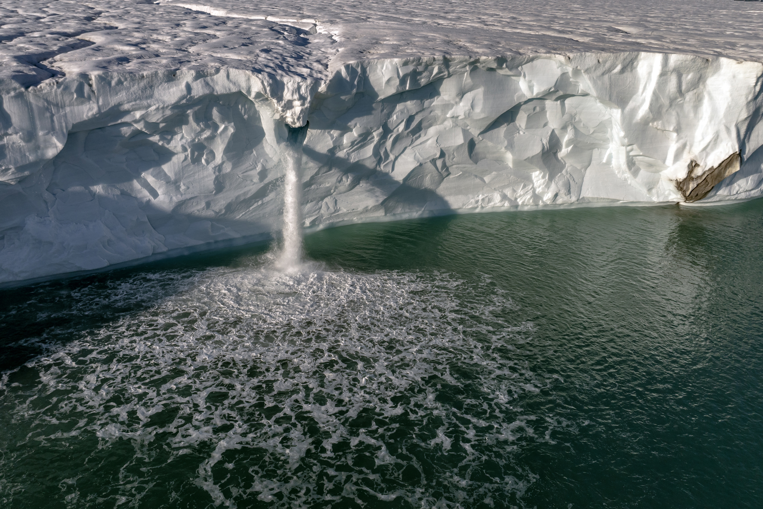 The Bråsvellbreen Glacier is seen during an Arctic heat wave in the Svalbard islands on July 7, 2024. Credit: Sebnem Coskun/Anadolu via Getty Images