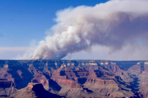 The Dragon Bravo Fire burns through the North Rim of the Grand Canyon National Park on July 11. Credit: Grand Canyon National Park via Getty Images